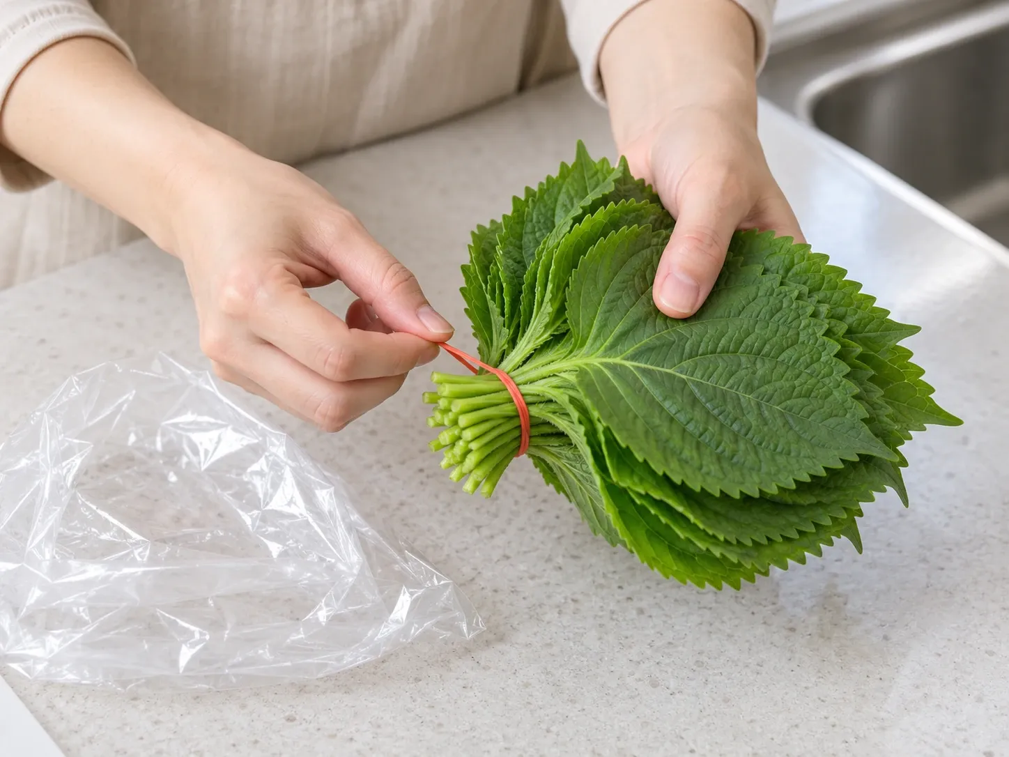 깻잎 먹고 남은 깻잎 잎·꼭지 1단계