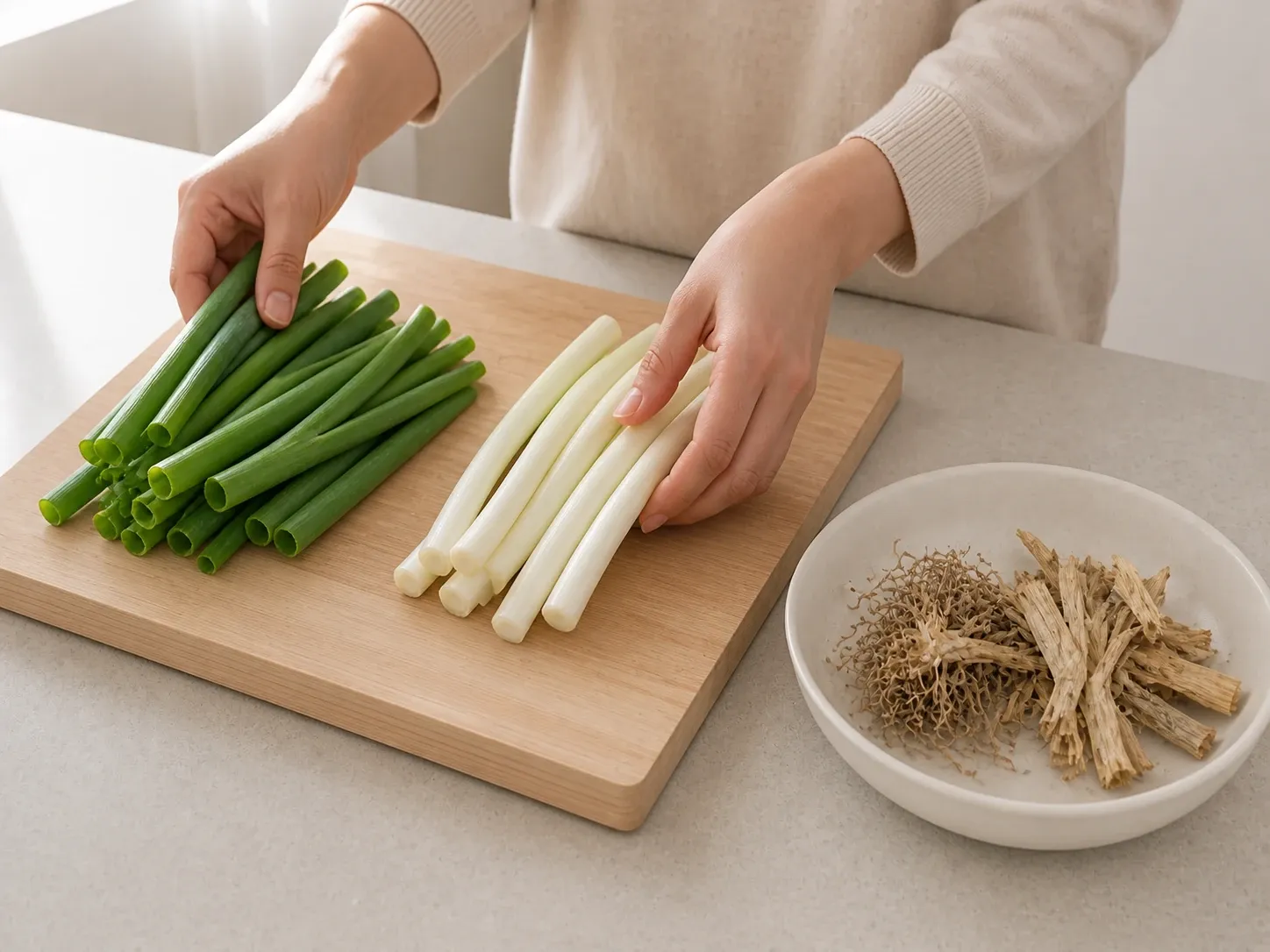 대파 대파 뿌리·마른 껍질 1단계