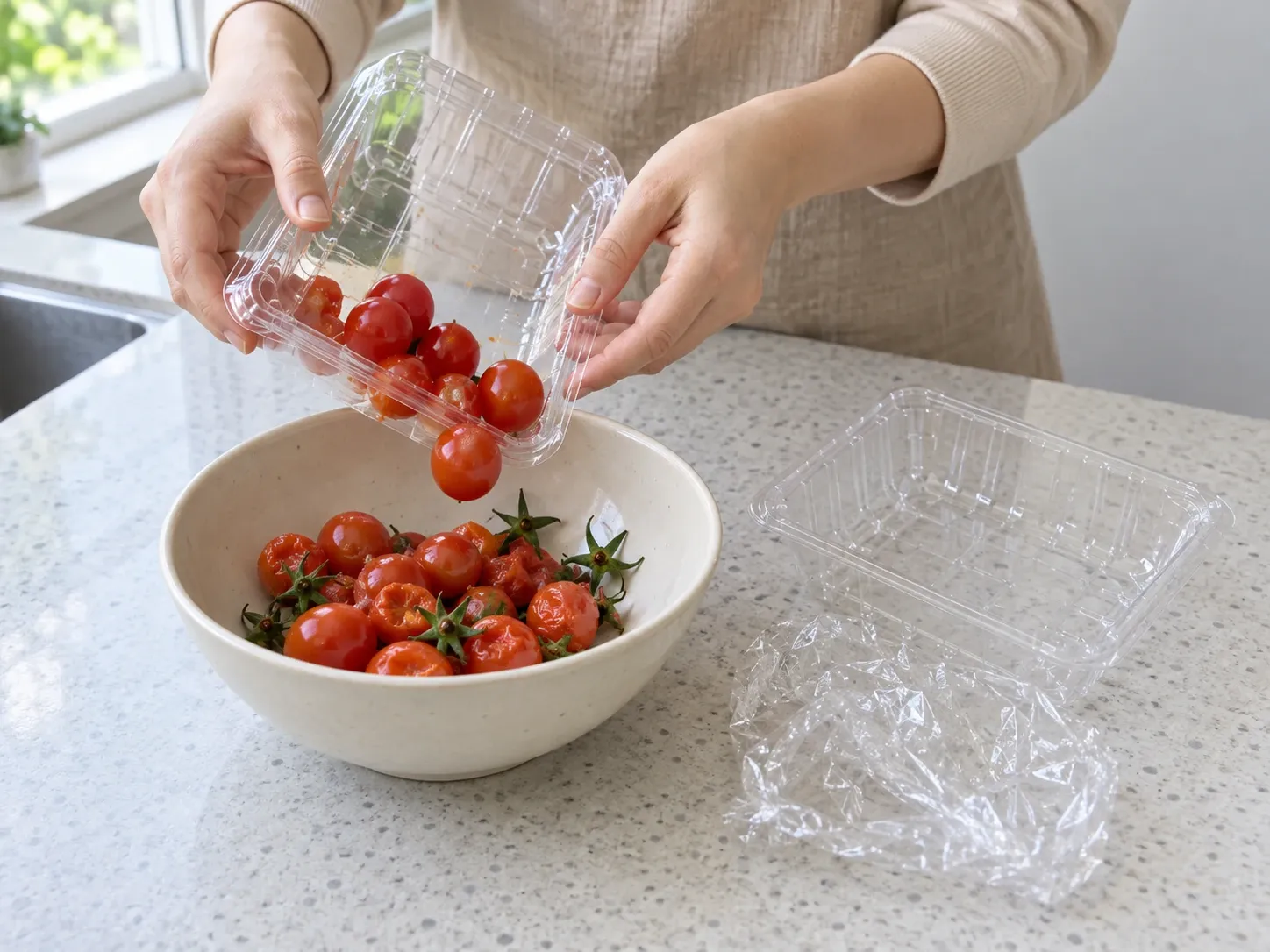 토마토 토마토 과육·껍질·꼭지 1단계
