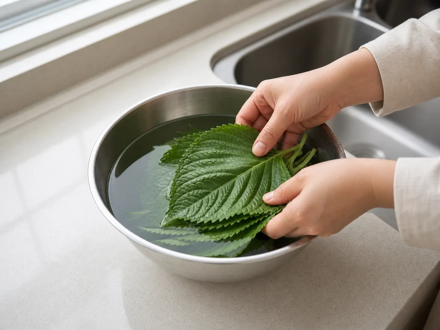 깻잎 깻잎 씻는 법 (잔류농약 제거) 1단계 (확대)