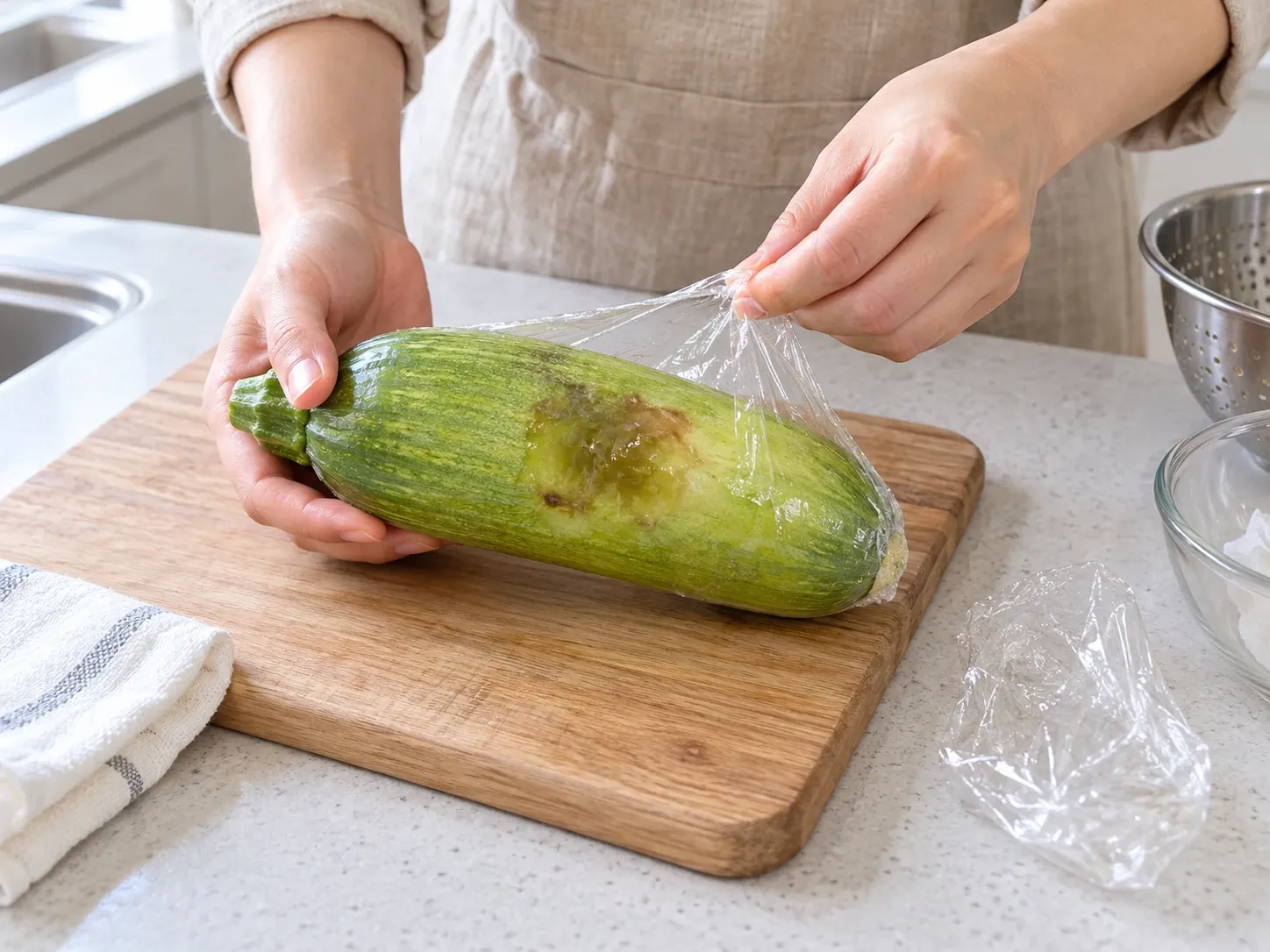 애호박 통째로 버릴 때 (크면 잘게) 1단계 (확대)