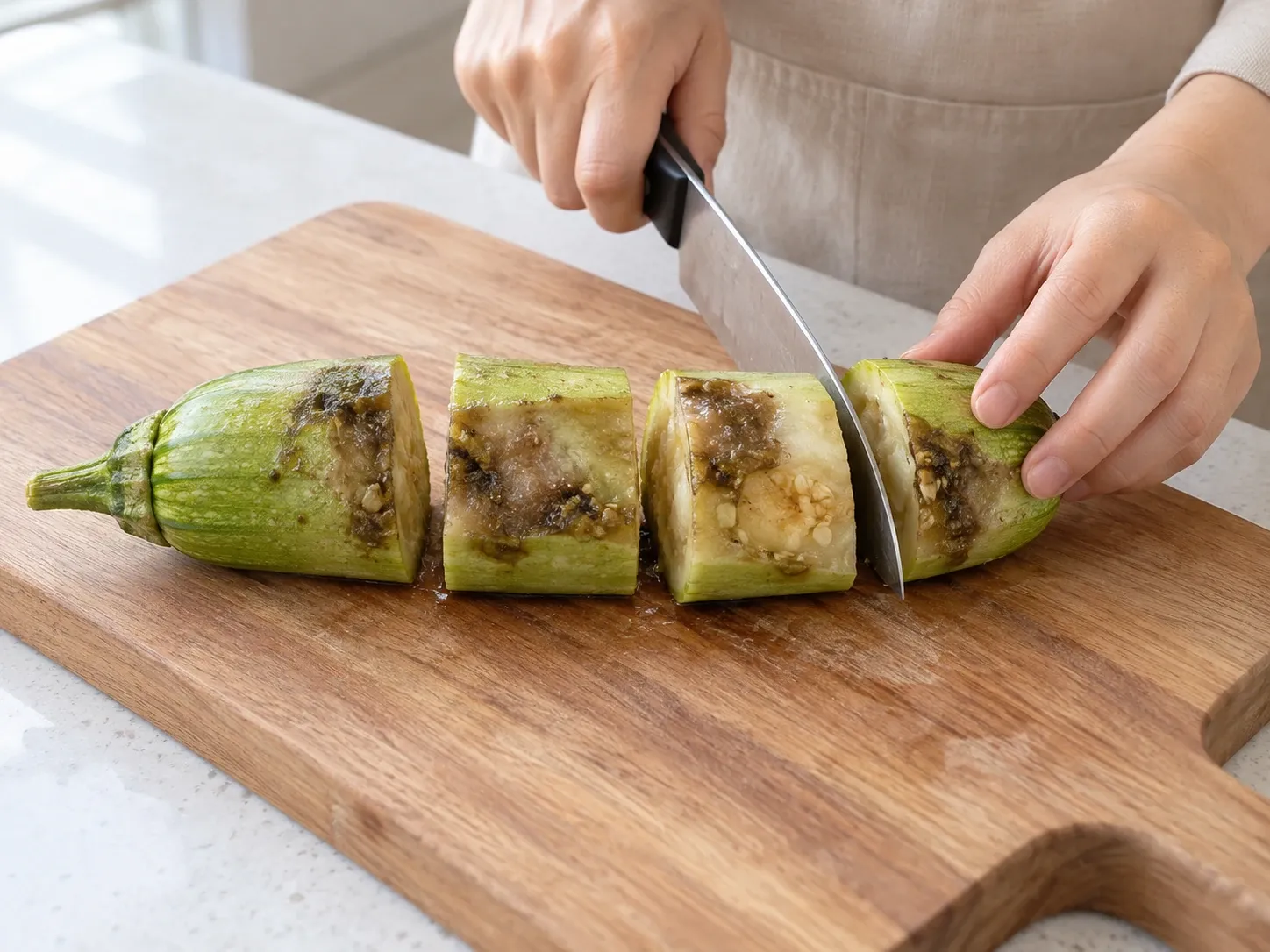 애호박 통째로 버릴 때 (크면 잘게) 2단계 (확대)