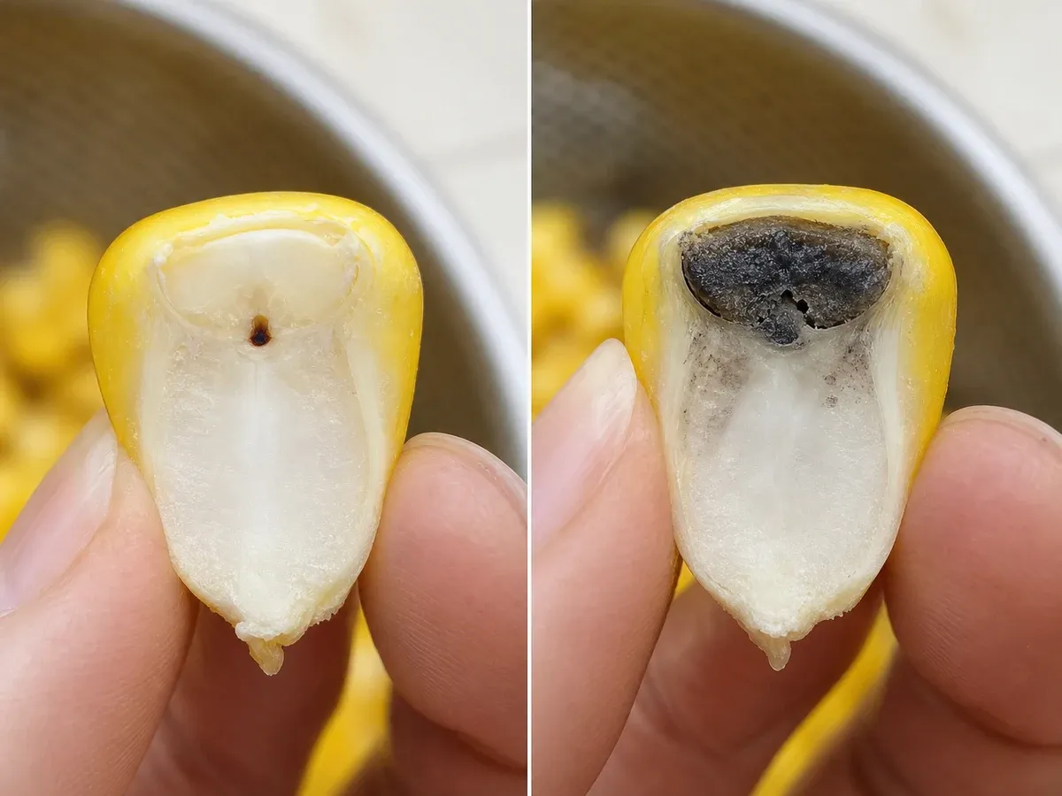 옥수수 옥수수 검은 점, 먹어도 될까? (흑색층) 1단계