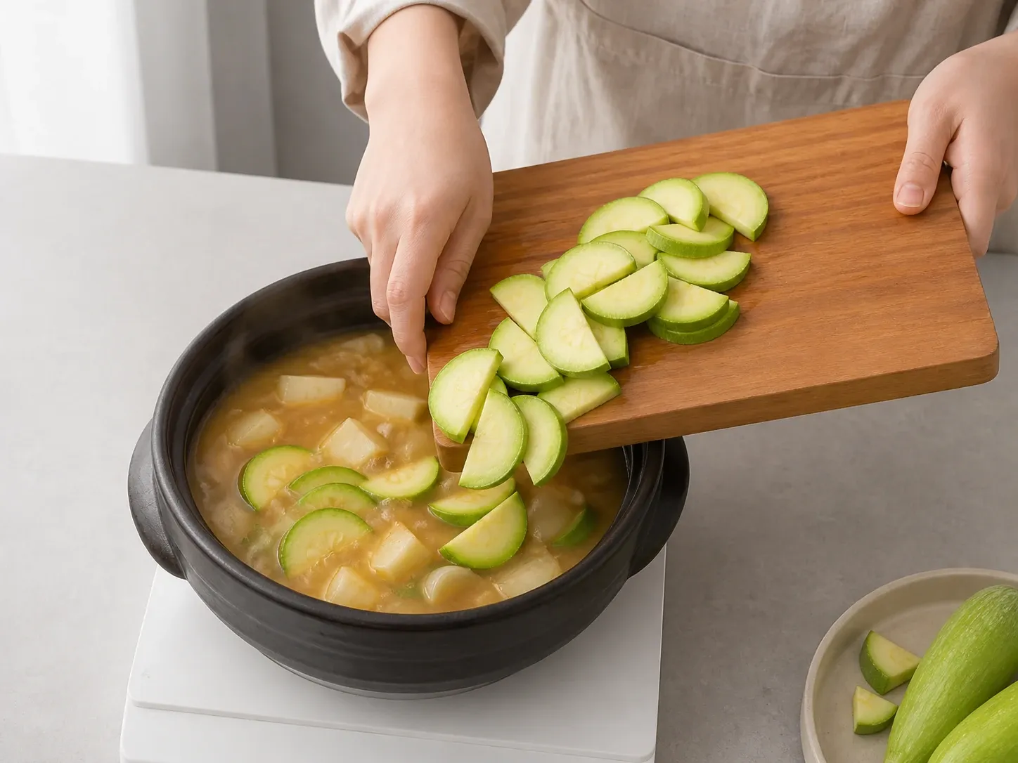 애호박 된장찌개·찌개 활용 3단계 (확대)