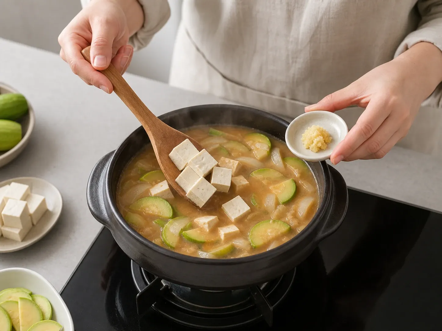 애호박 된장찌개·찌개 활용 4단계 (확대)