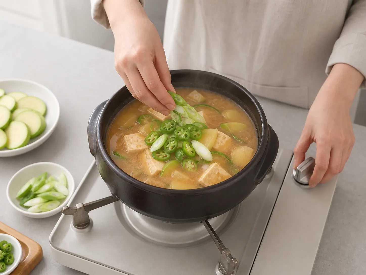 애호박 된장찌개·찌개 활용 6단계 (확대)
