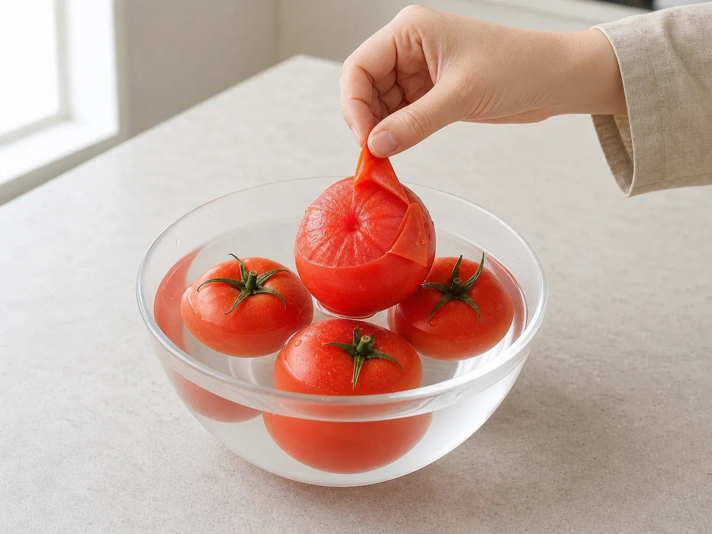 토마토 껍질 데쳐서 벗기기 3단계