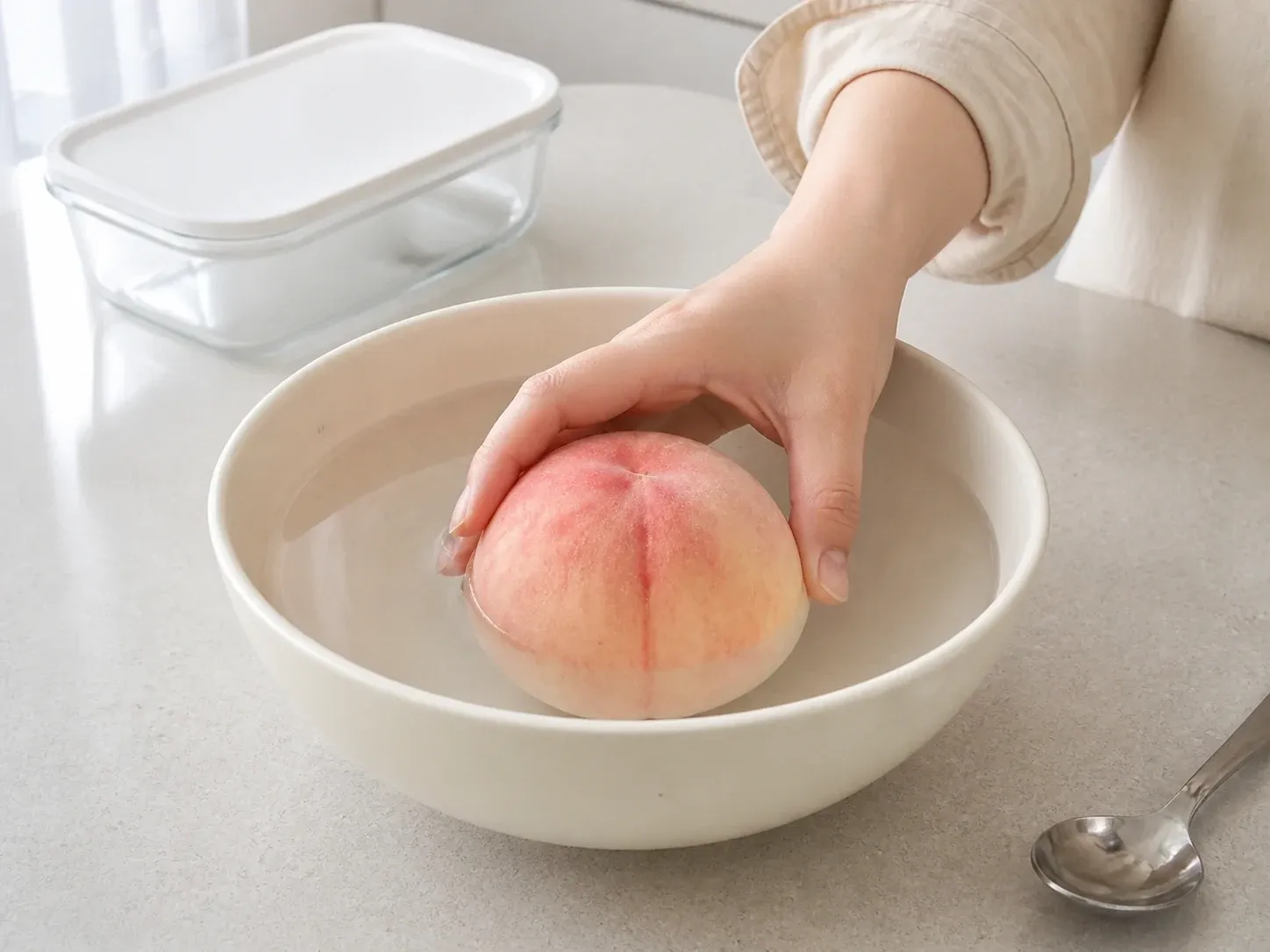 복숭아 요거트 마리네이드 1단계